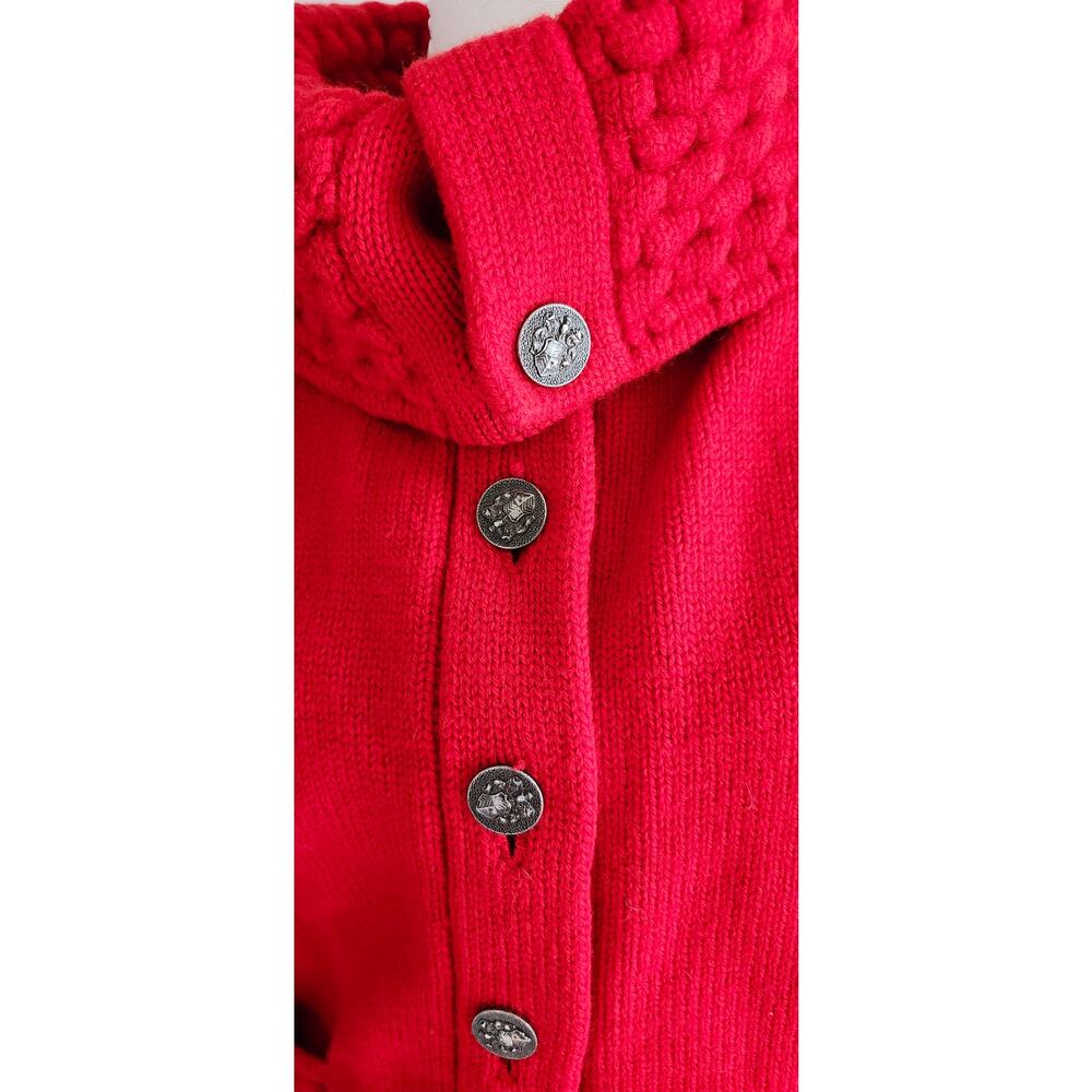 Vintage 100% Wool Italian Red Cowl Neck Button Front Sweater Cardigan M - Picture 4 of 10